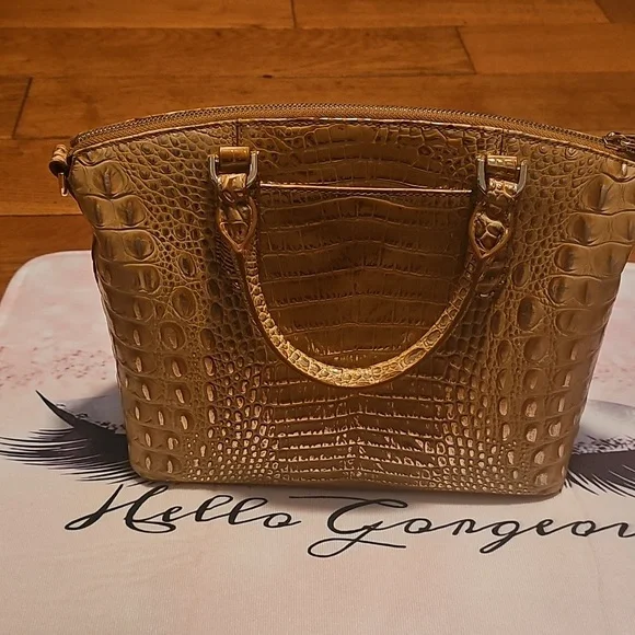 Brahmin Gold Crocodile-Embossed Satchel